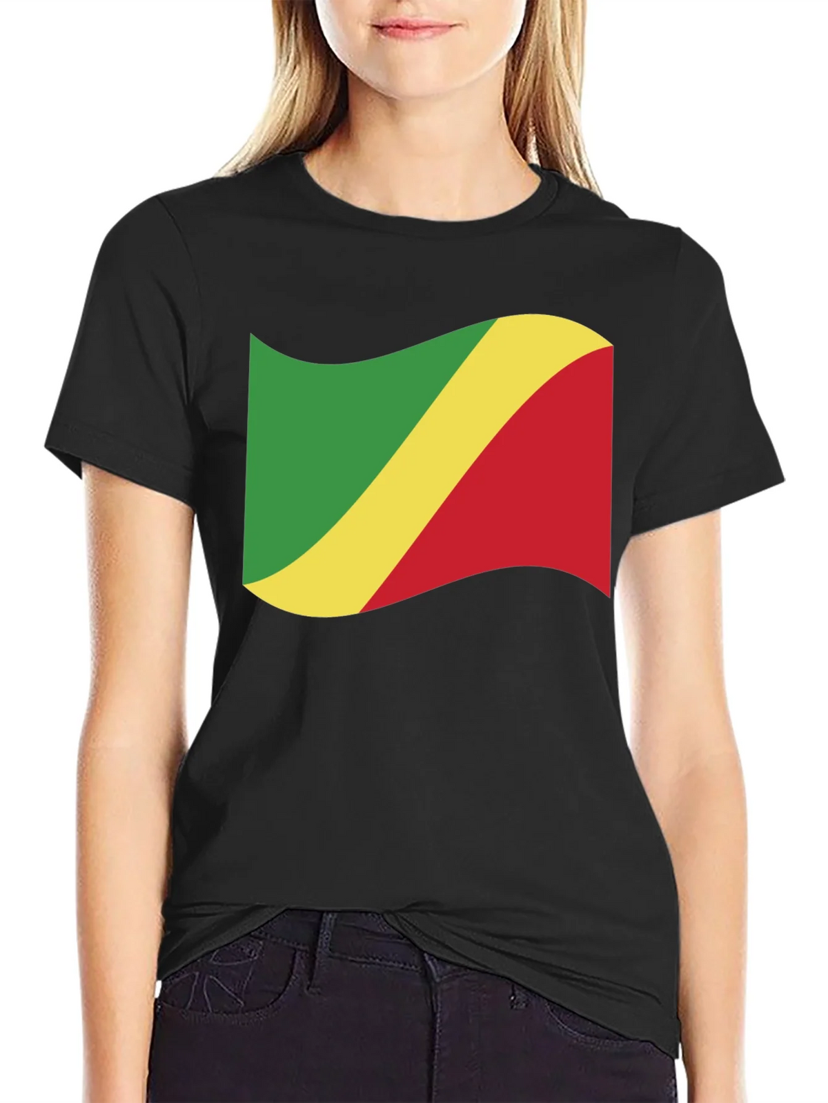 Republic of the Congo Flag Black T-Shirt