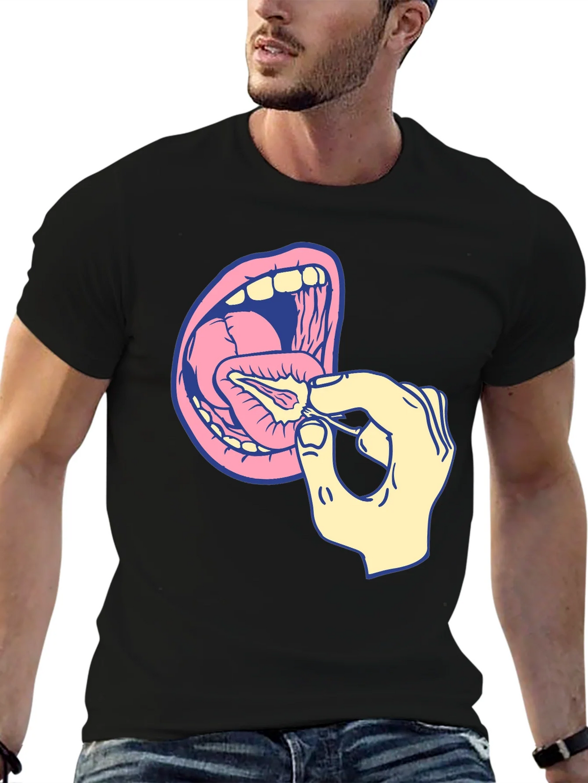 Graphic T-Shirt: Mouth and Hand