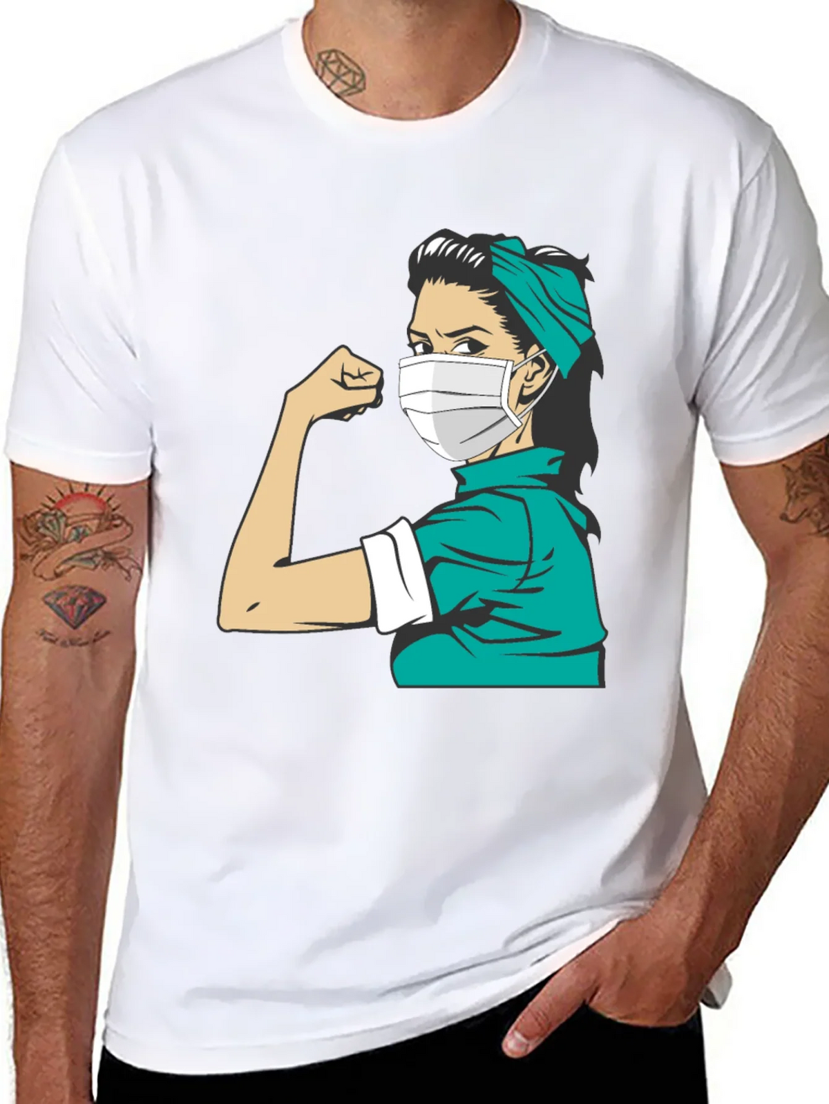 Empowered Nurse T-Shirt - Rosie Riveter Style