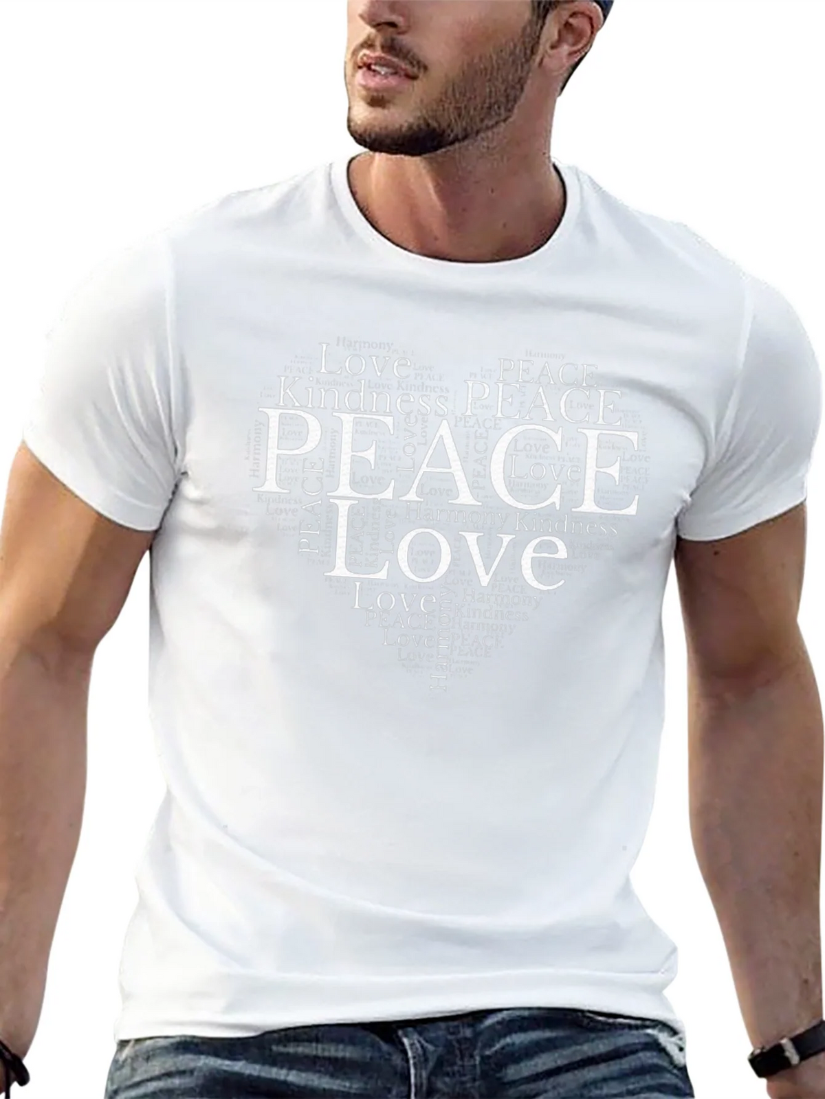 Peace & Love Heart T-Shirt - Black