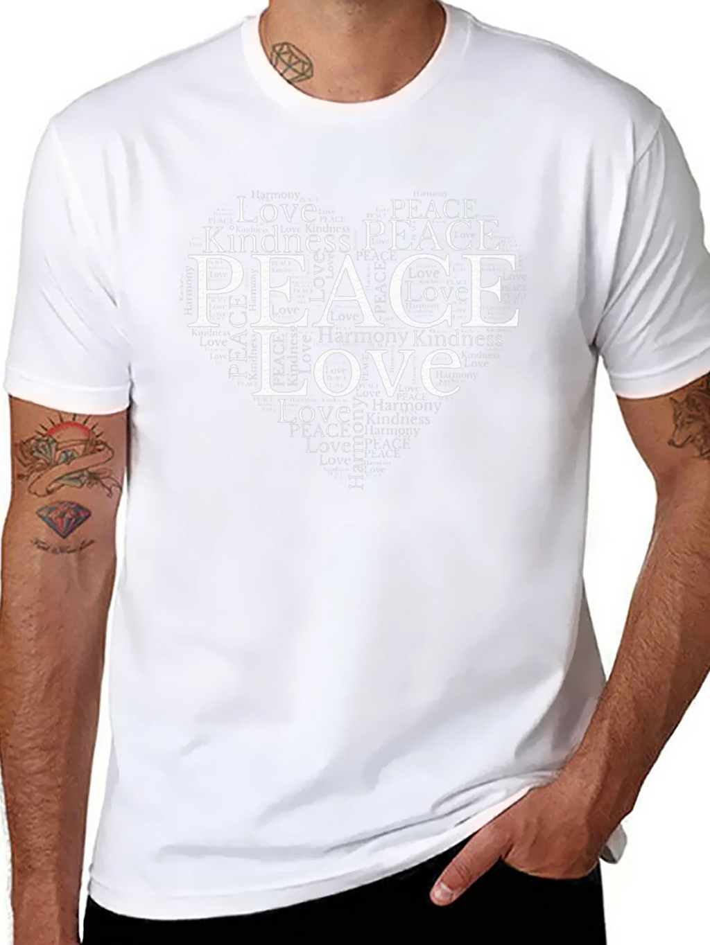 Peace & Love Heart T-Shirt - Black