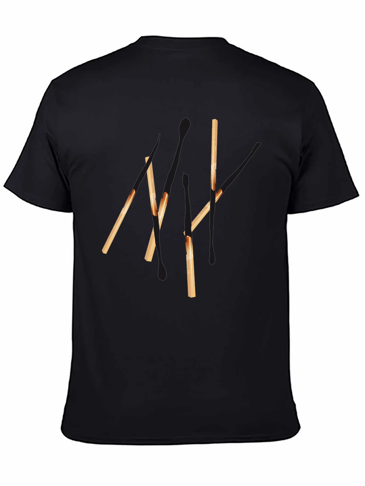 Abstract Matchsticks Graphic Black T-Shirt