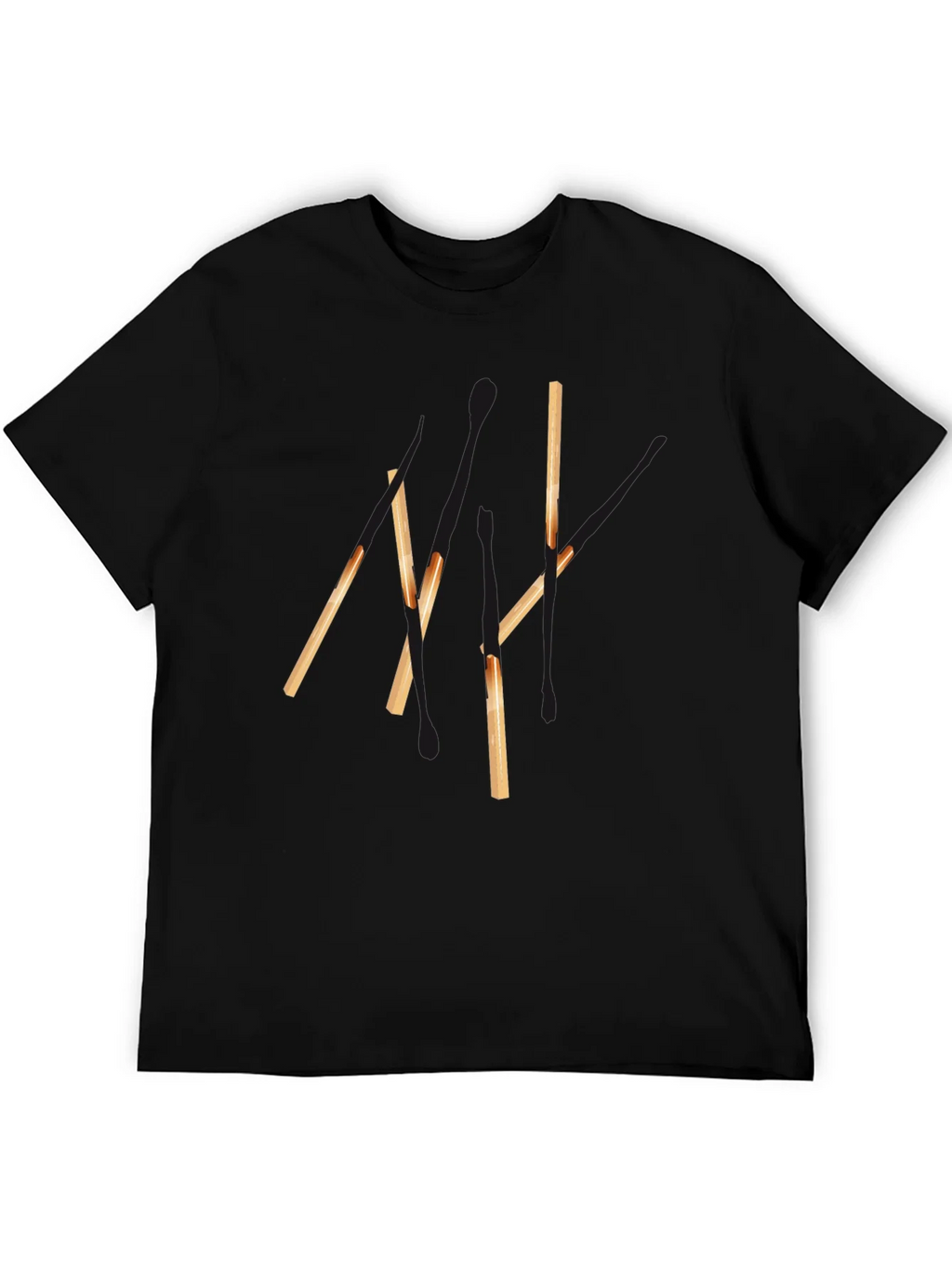Abstract Matchsticks Graphic Black T-Shirt