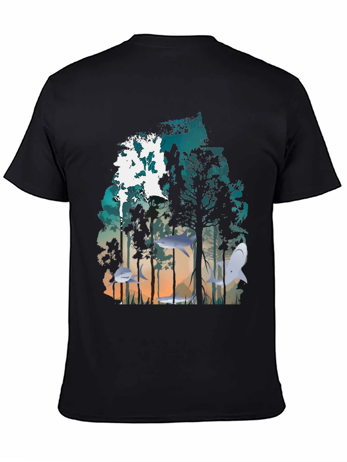 Shark Forest Graphic Tee - Unique Nature Inspired Design