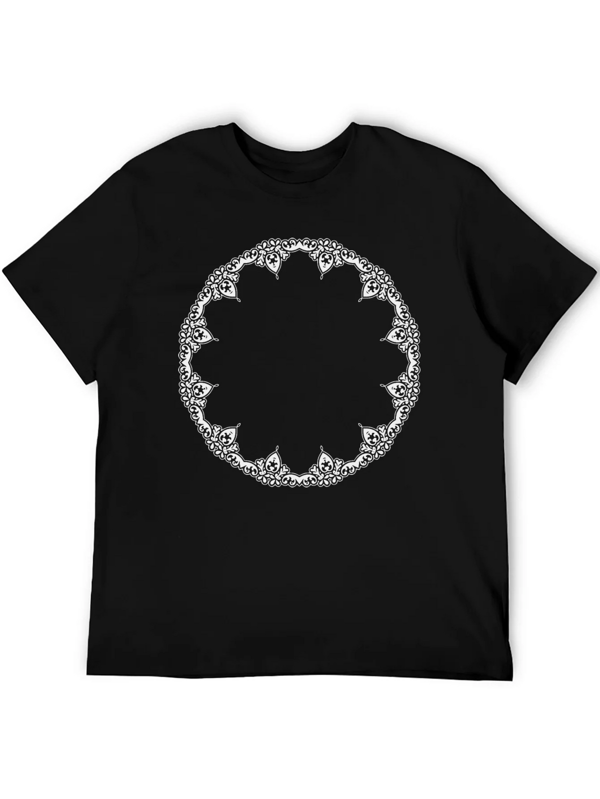 Black T-Shirt with Ornate Circle Design