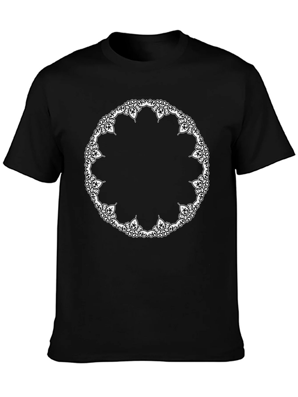 Black T-Shirt with Ornate Circle Design