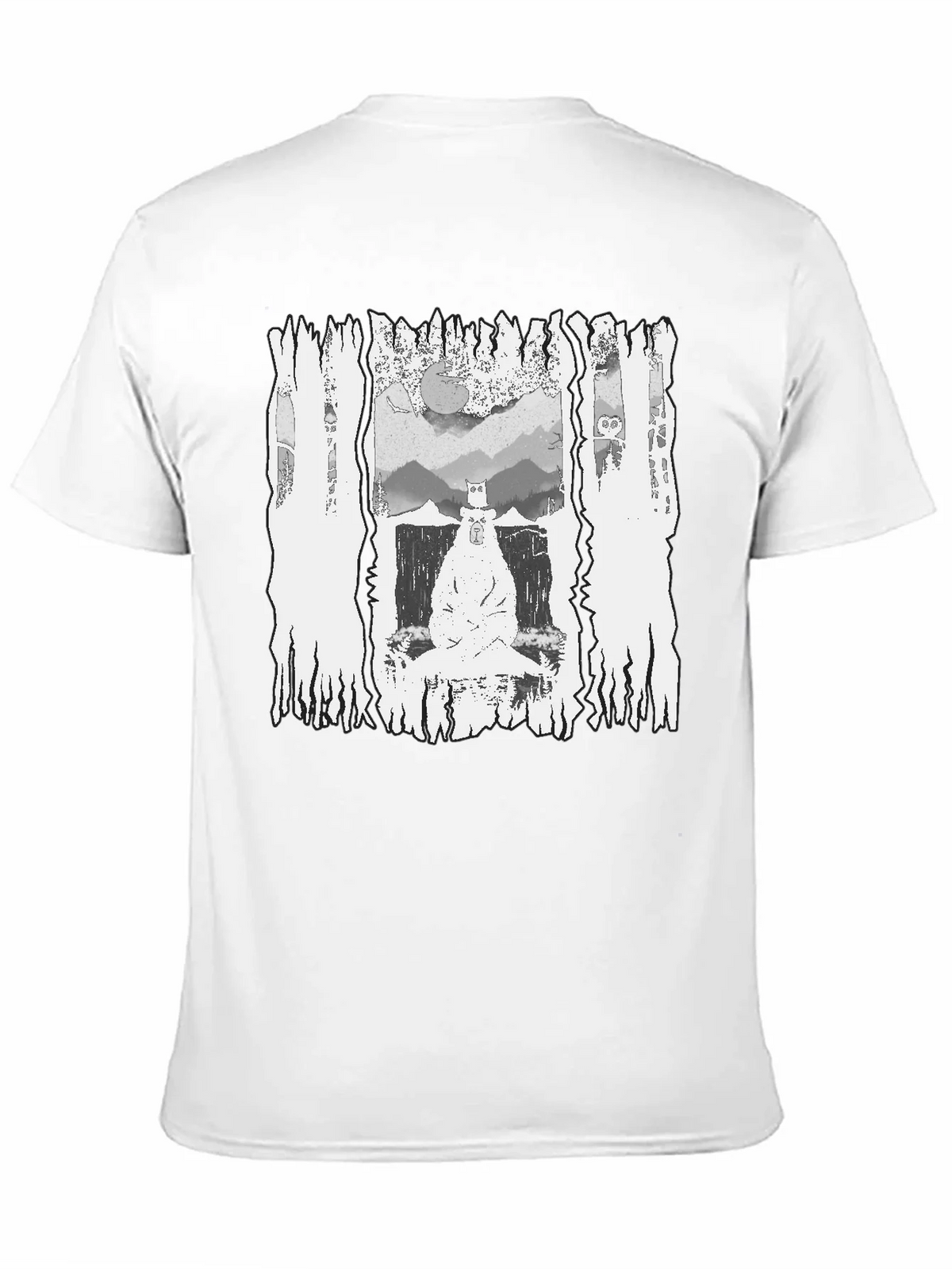 Monochrome Bear Graphic Tee - Mens Black T-Shirt