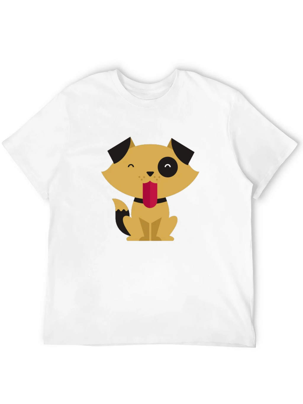 Cute Cartoon Dog Graphic Tee - Black