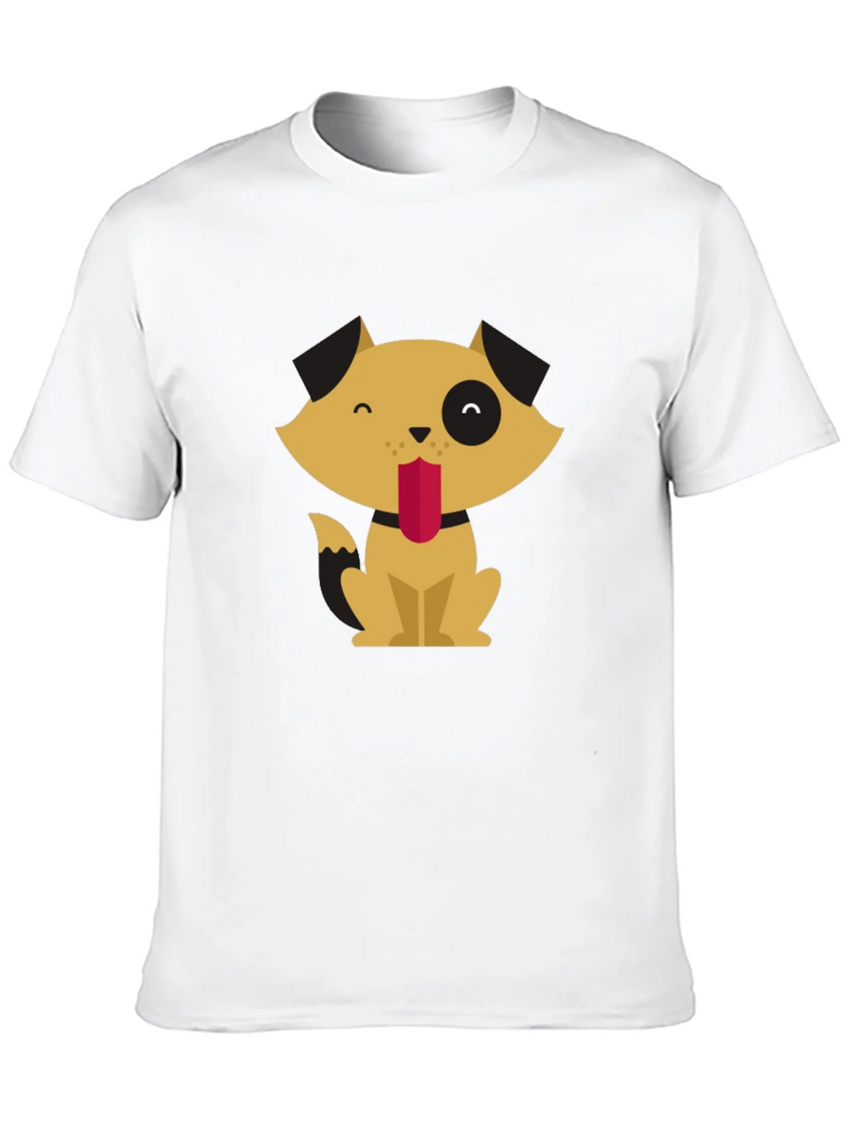Cute Cartoon Dog Graphic Tee - Black