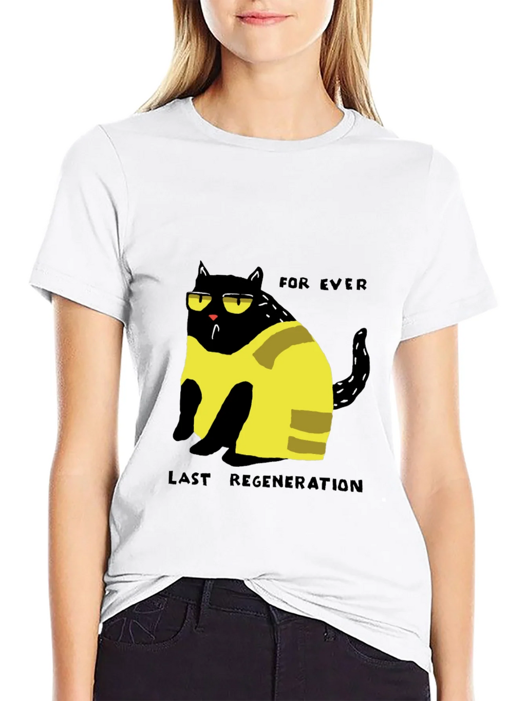 Funny Cat Forever Last Regeneration Black T-Shirt