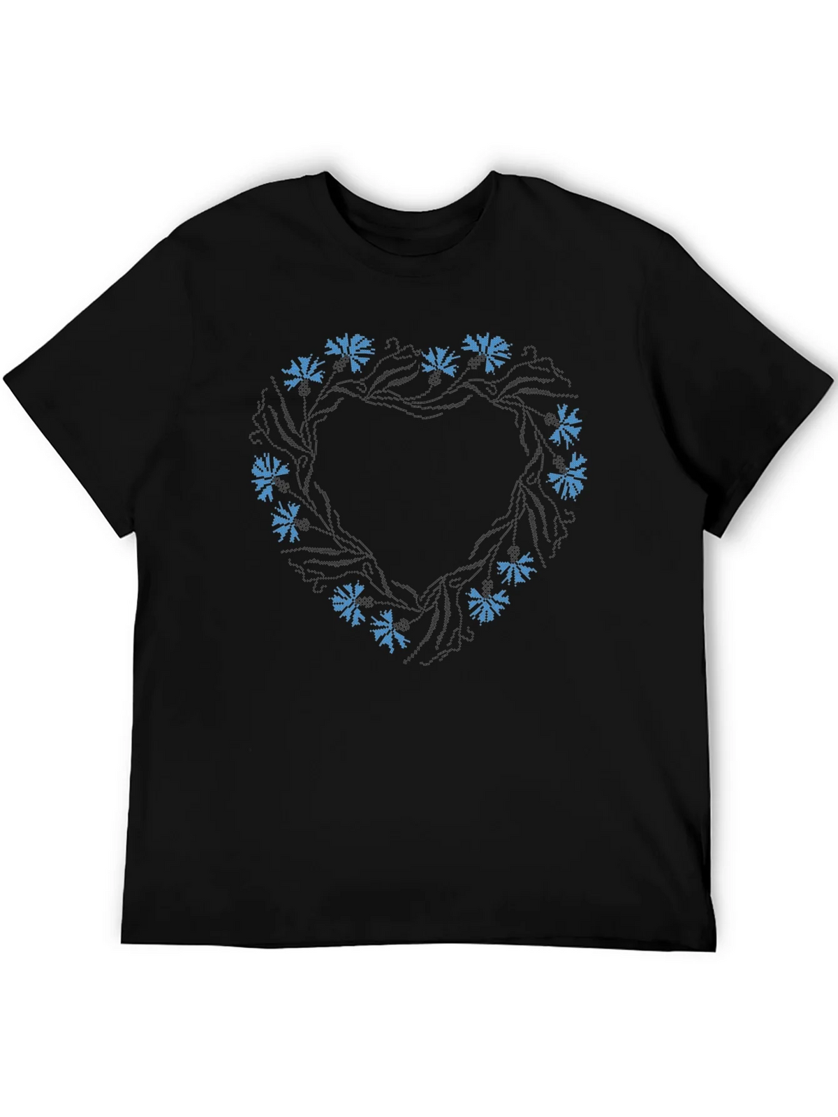Floral Wreath Black T-Shirt