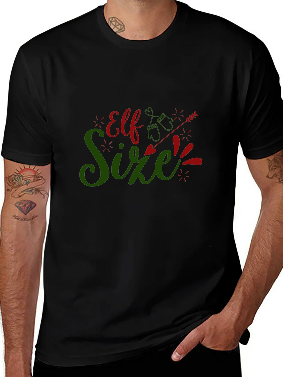 Elf Size Christmas T-Shirt - Holiday Fun!