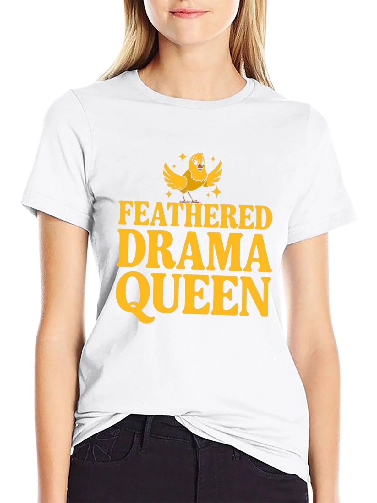 Feathered Drama Queen Black T-Shirt